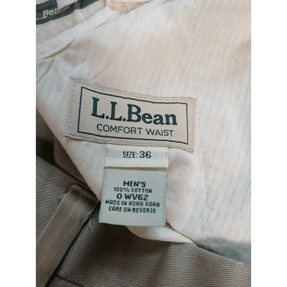 LL Bean Pants ‎ Comfort Waist Mens 36x29 Beige Lakewashed Stretch Khakis